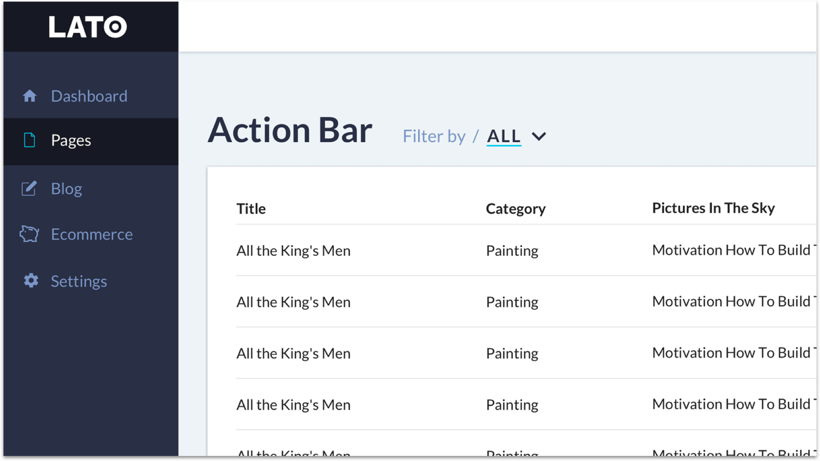 Lato admin UI example